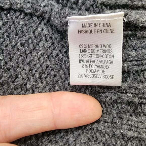 THEORY Long Sweater Vest Grey Textured Crochet Knit Alpaca Merino Wool Blend M - Picture 7 of 11